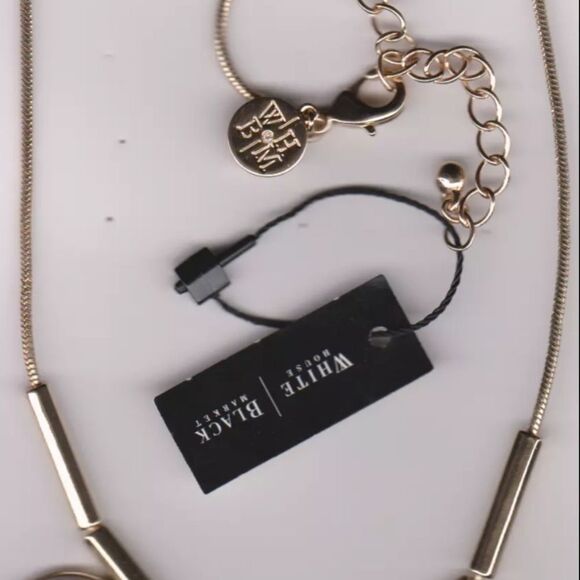 WHITE HOUSE BLACK MARKET HOWLITE CIRCLE DROP NECKLACE NWT 17"+2" - Picture 3 of 4